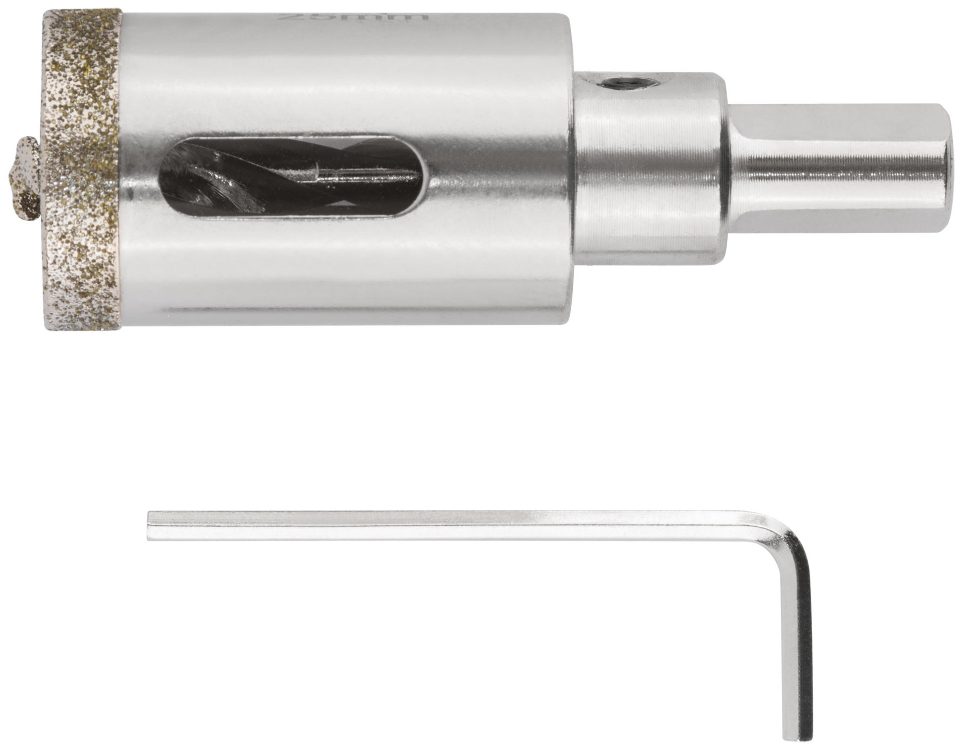 Коронка кольцевая по керамограниту, камню и кафелю алмазная с центровочным сверлом 25х70 мм (16211)