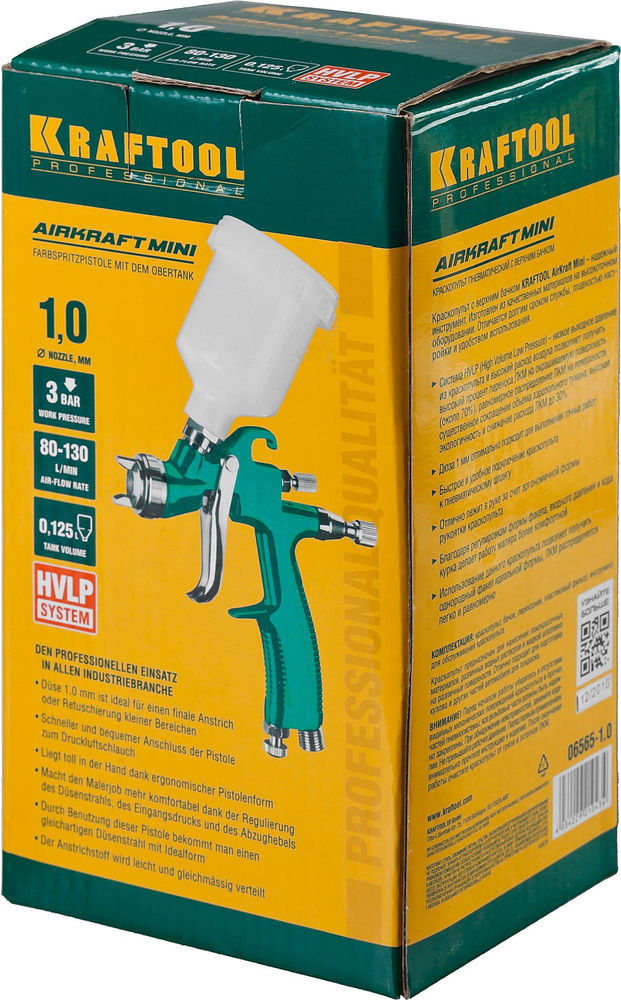 Пневматический краскопульт с верхним бачком AIRKRAFT MINI, HVLP, 1 мм KRAFTOOL 06565-1.0