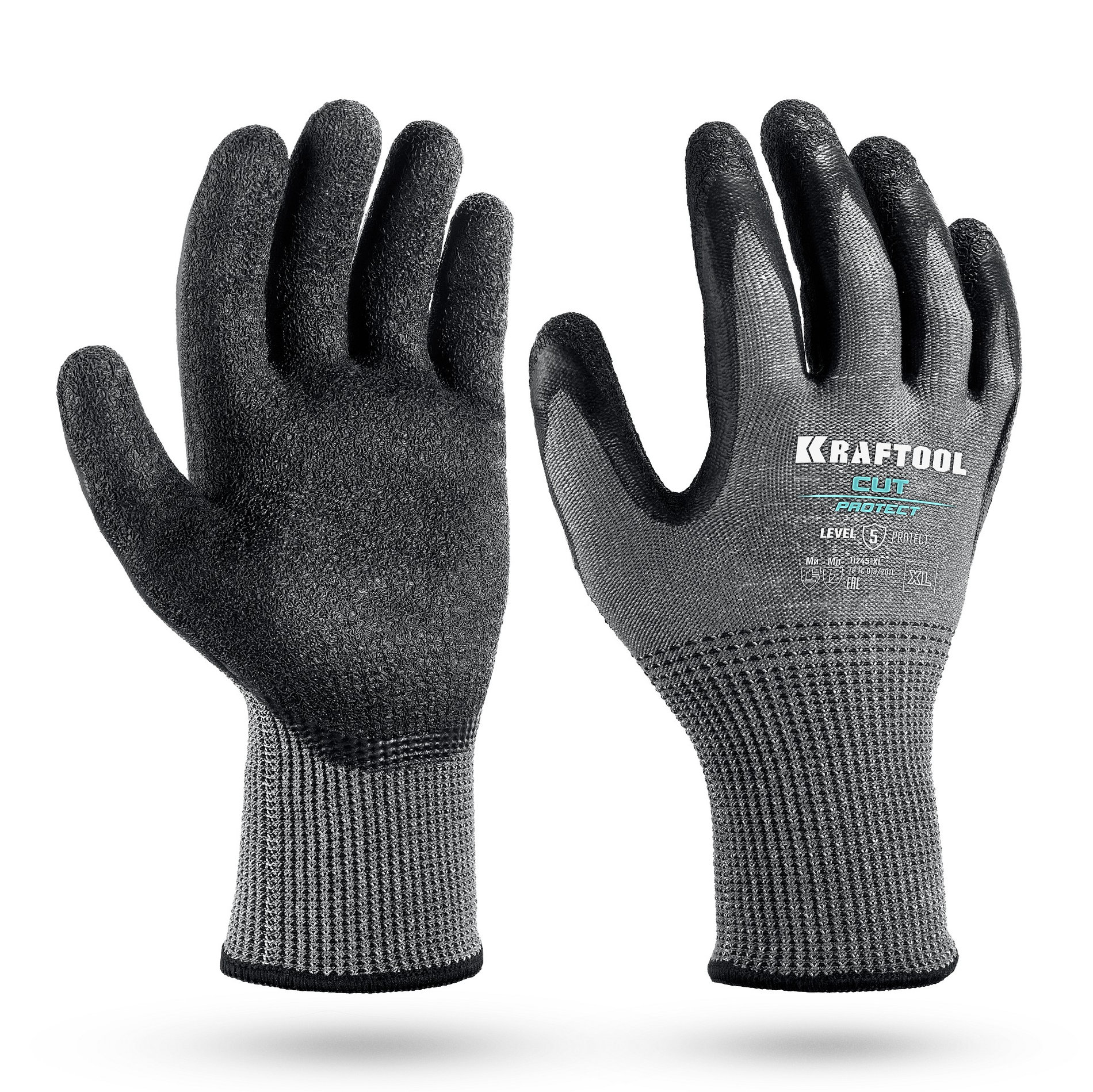 KRAFTOOL CUT PROTECT, XL (10), перчатки с кевларовой нитью для защиты от порезов, с рельефным латексным покрытием (11245-XL)