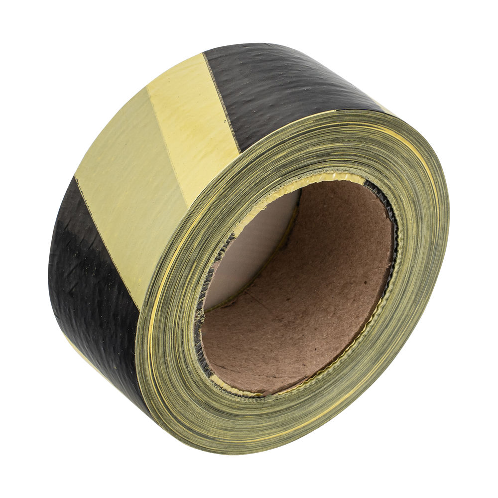 Лента сигнальная, 50 мм х 200 м, черно-желтая Сибртех (89033)