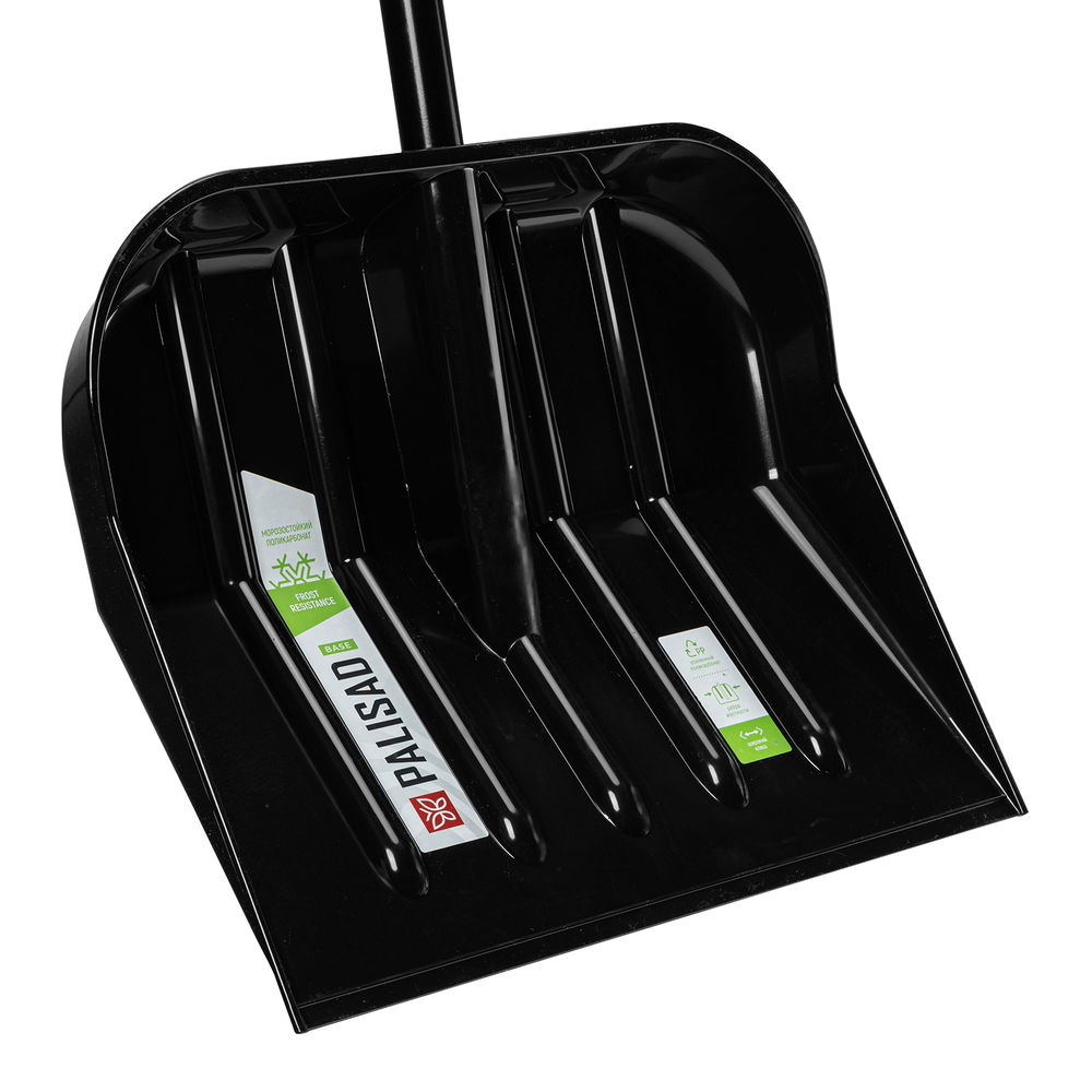 Лопата для уборки снега, поликарбонат, 460х400х1370 мм, стальной черенок, BASE Palisad (61644)