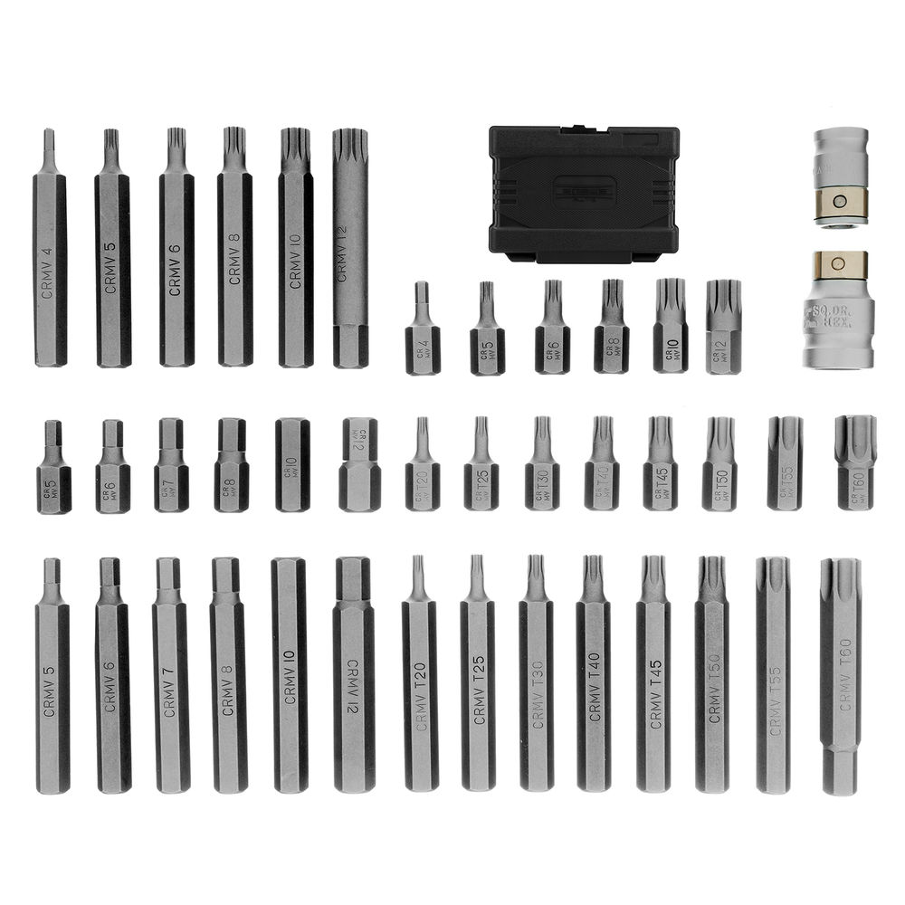 Набор бит HEX, Torx , SPLine, хвостовик-шестигранник 1/2, CrV, 42 шт. Stels (11318)