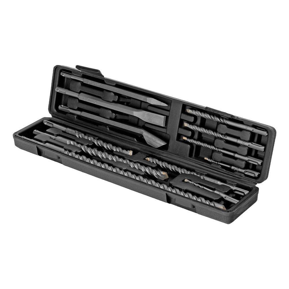 Набор буров по бетону, 5-6 х 110, 8-10-12 х 160, 14-16 х 210, 18 х 300, 20 х 450 мм, зубила, SDS Plus Matrix (71097)