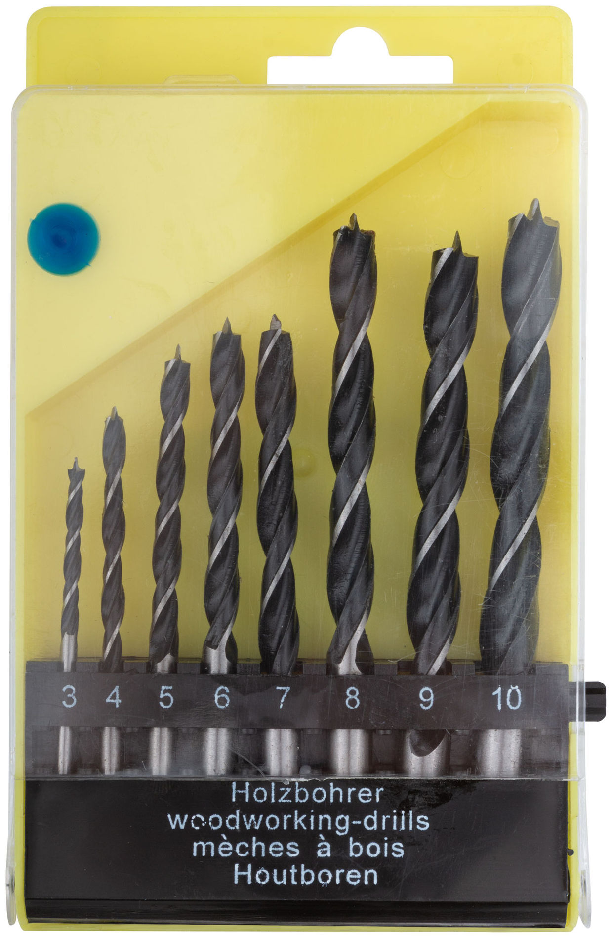 Набор сверл по дереву, пластиковый бокс, 8 шт.(3-4-5-6-8-9-10 мм) (36103)