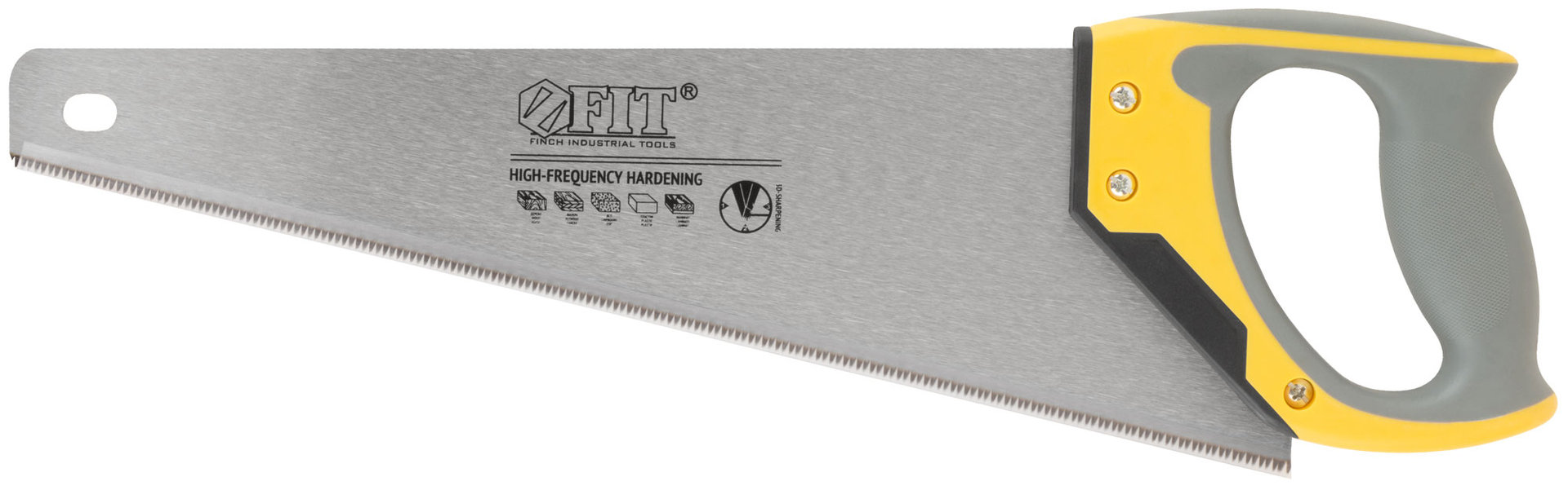 Ножовка по дереву, мелкий каленый зуб 12 ТPI, 3D заточка, 3К пласт.прорезиненная ручка, Профи 400 мм (40482)