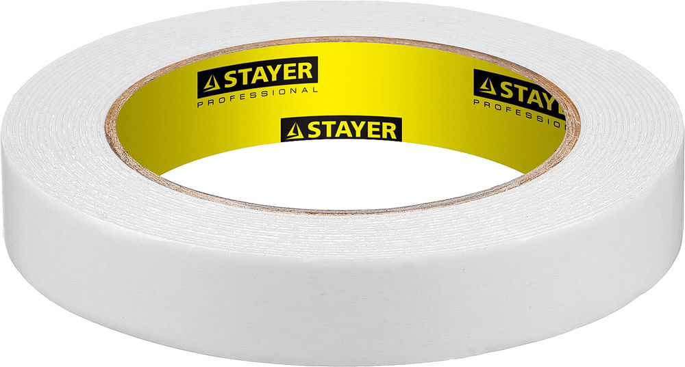 Лента клейкая двухсторонняя на вспененной основе 19 мм, 5 м, белая Professional STAYER 12231-19-05