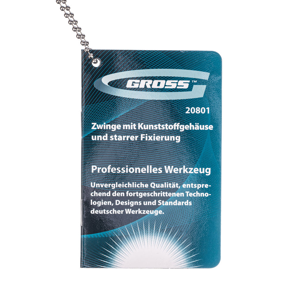 Струбцина клещеобразная 1-1/2, пластиковый корпус, храповой механизм жесткой фиксации, 38 мм Gross (20801)