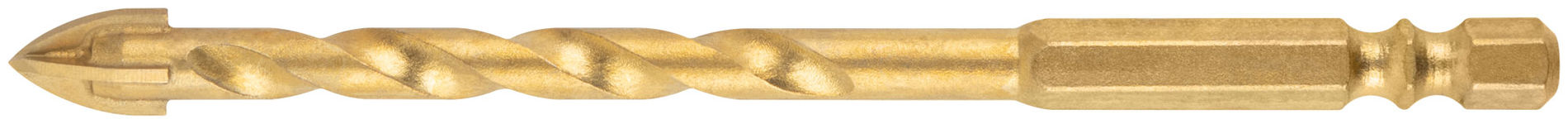 Сверло универсальное, 4 режущие кромки, титановое покрытие, шестигранный U-хвостовик под биту, 8х115 мм (35166)