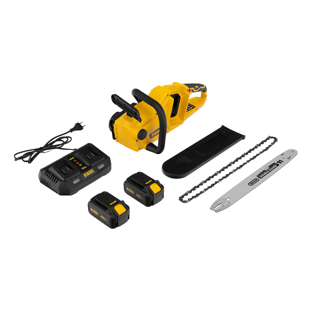 Цепная пила аккумуляторная бесщеточная RCS400-36, Li-ion, 36 В, 4 Ач, шина 400 мм Denzel (58610)