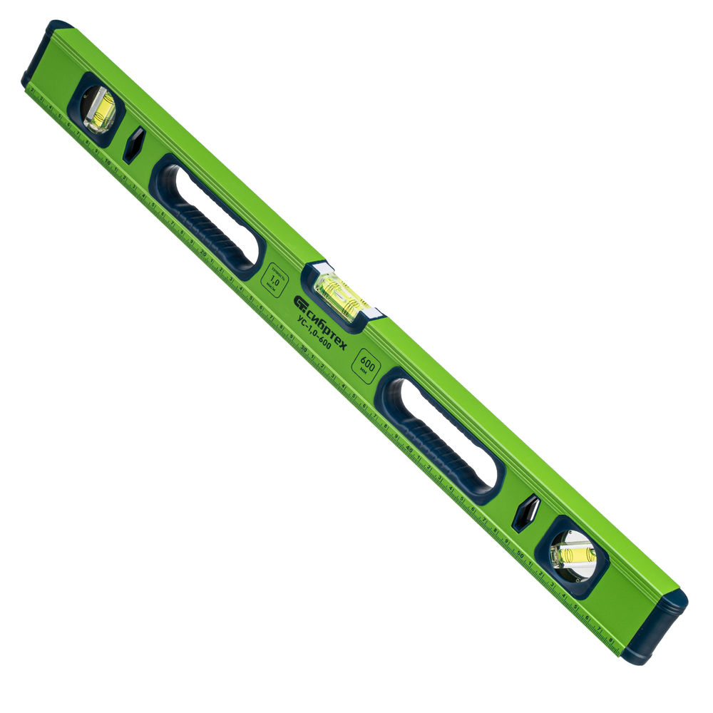 Уровень алюминиевый УС-1, 0-600, фрезерованный, 3 глазка, рукоятки, 600 мм Сибртех (34101)