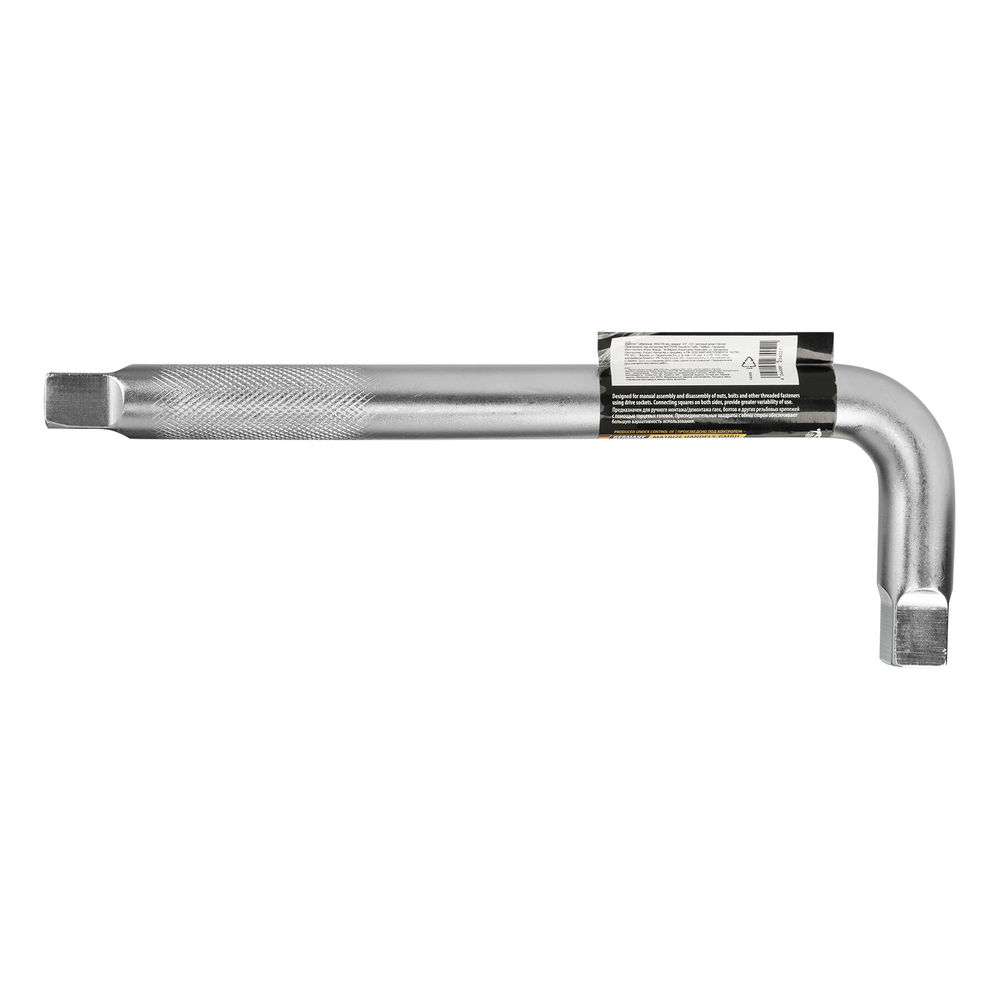 Вороток Г-образный, 300*100 мм, квадрат 3/4, CrV, матовый хром Denzel