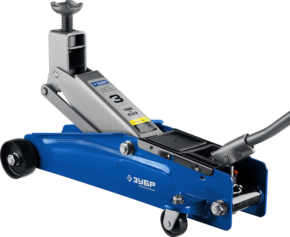 Подкатной домкрат с высоким подъемом 3 т 192 - 533 мм Профессионал ЗУБР Т-77 43055-3