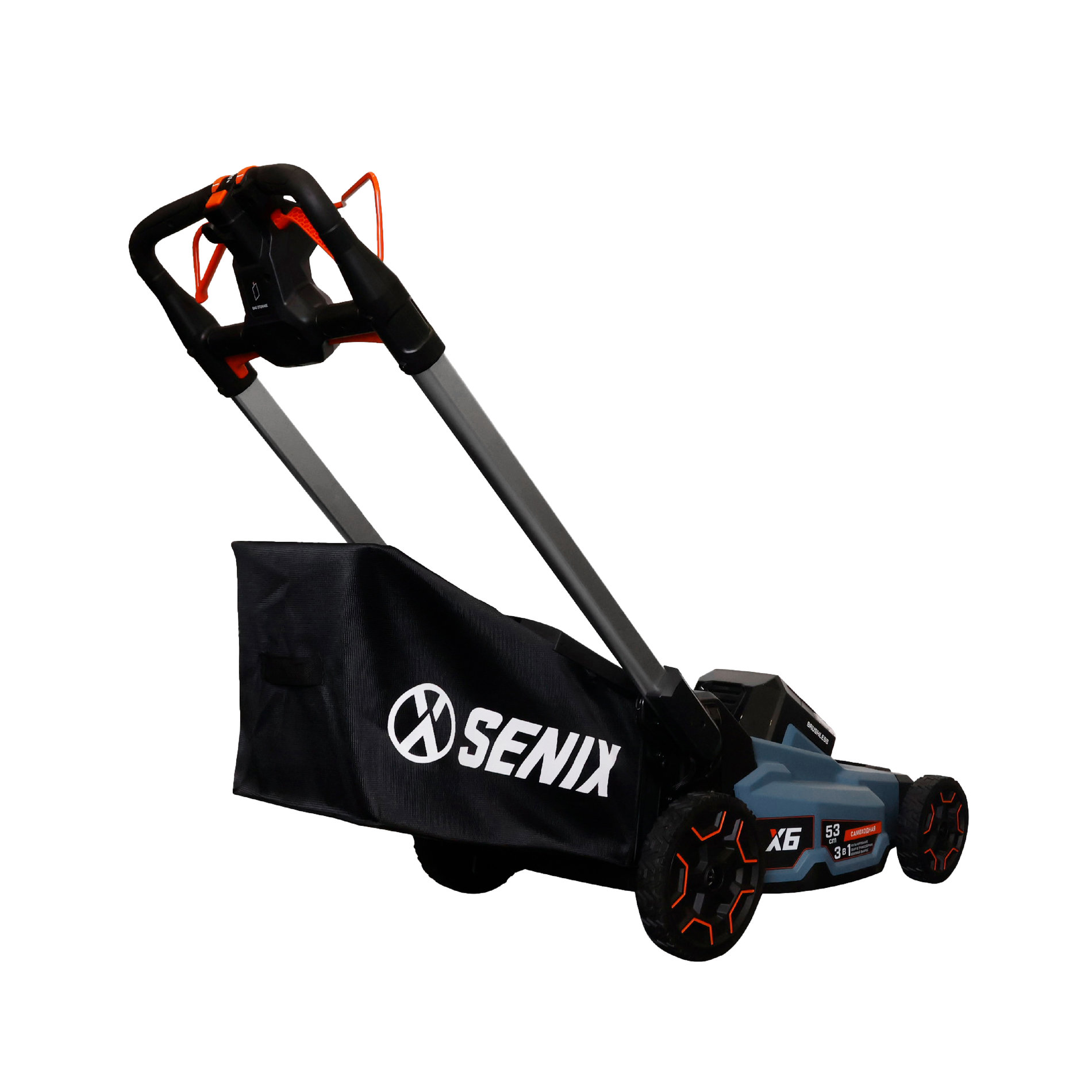 Газонокосилка самоходная аккумуляторная, серия X6, 60В, 3-в-1, 53 см., без АКБ и ЗУ