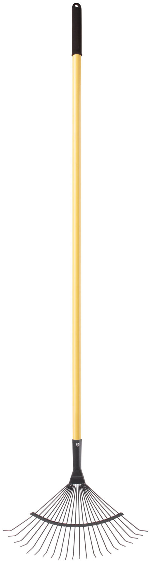 Грабли веерные проволочные, 22 зуба, 440х1553 мм, с желтым металлизированным черенком (76945)
