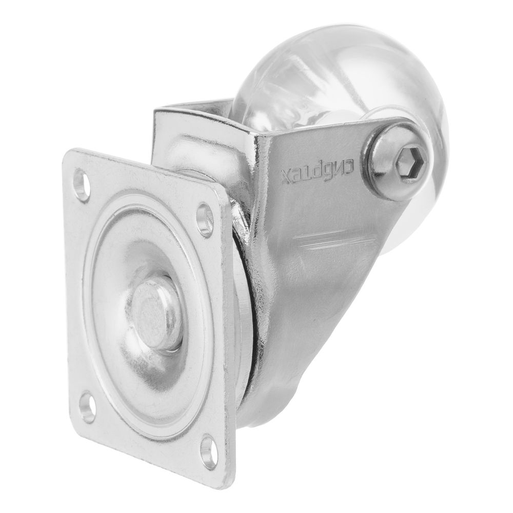 Колесо ПУ прозрачное поворотное d-35 мм, крепление платформенное Сибртех (68731)