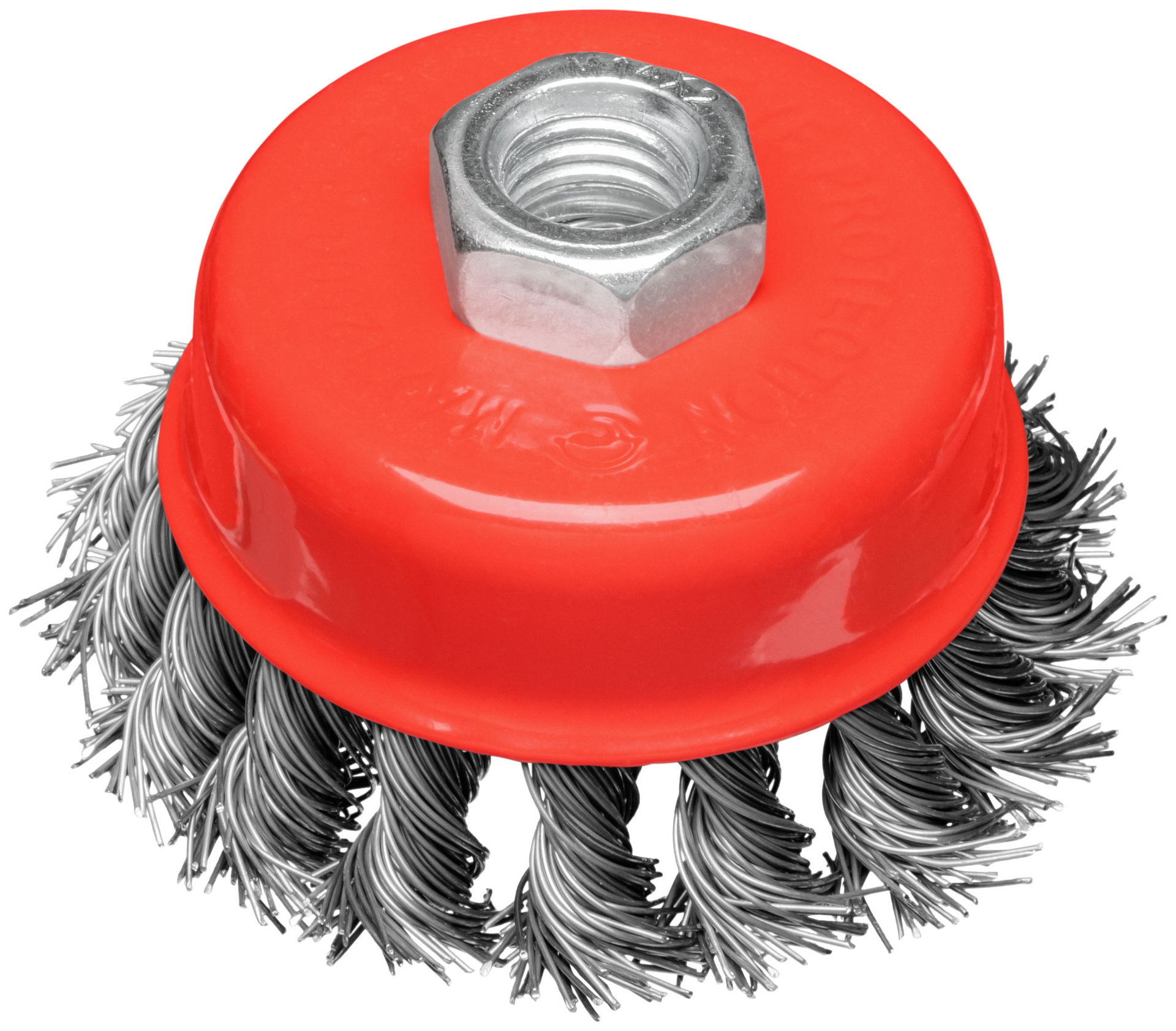Корщетка-чашка, гайка М14, стальная витая проволока 75 мм, блистер (39097)