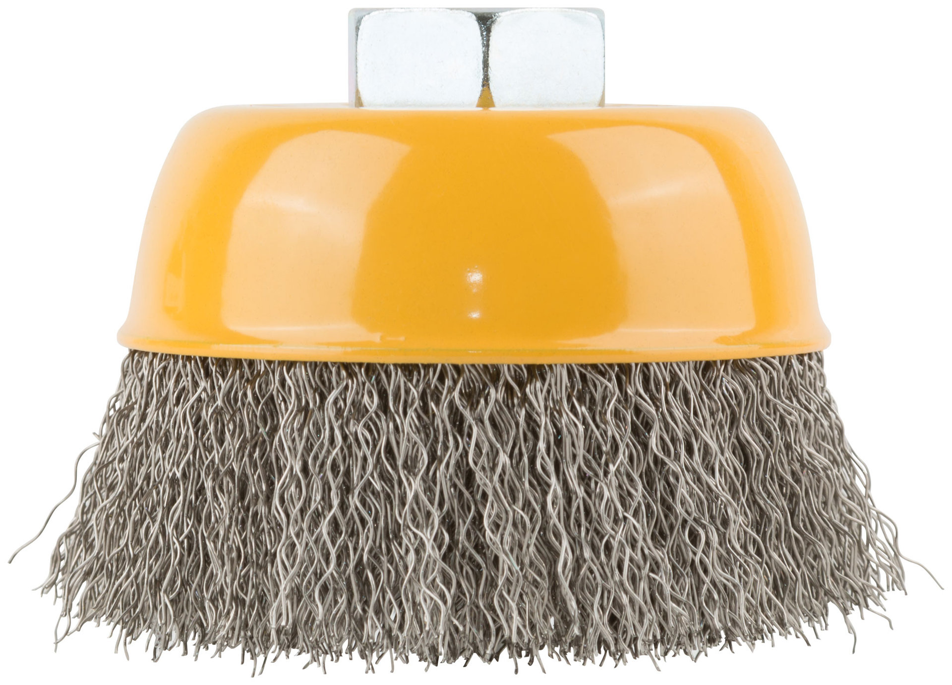 Корщетка-чашка, гайка М14, волнистая проволока, нержавеющая сталь 75 мм (38842)