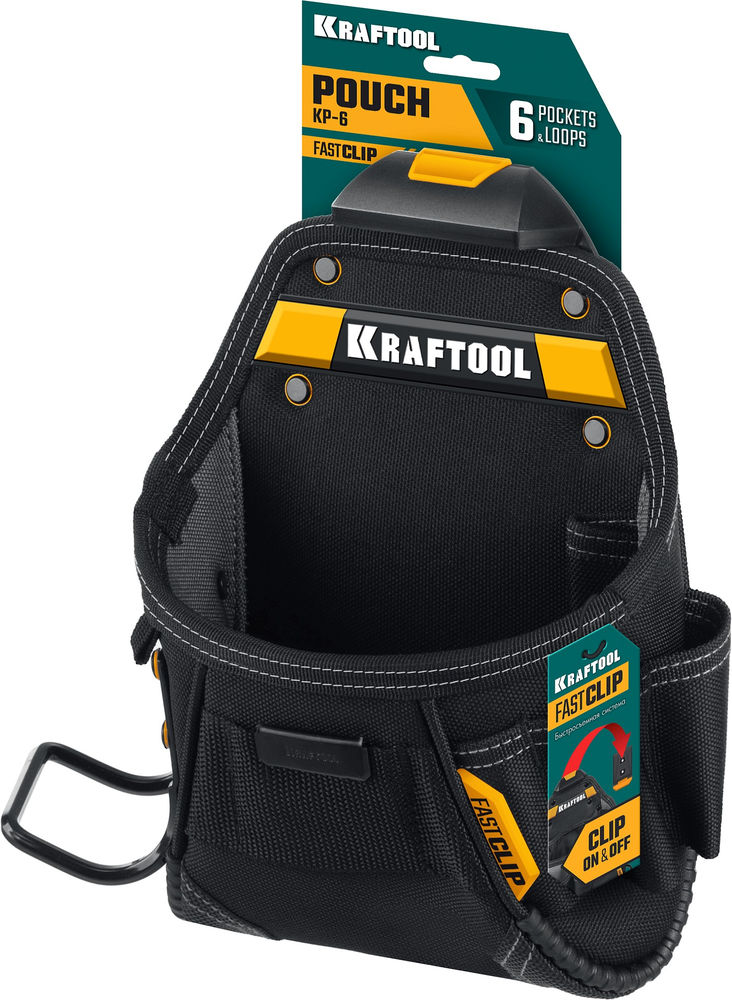 Сумка поясная 240 х 250 мм с быстросъёмным креплением FastClip KP-6 KRAFTOOL 38775