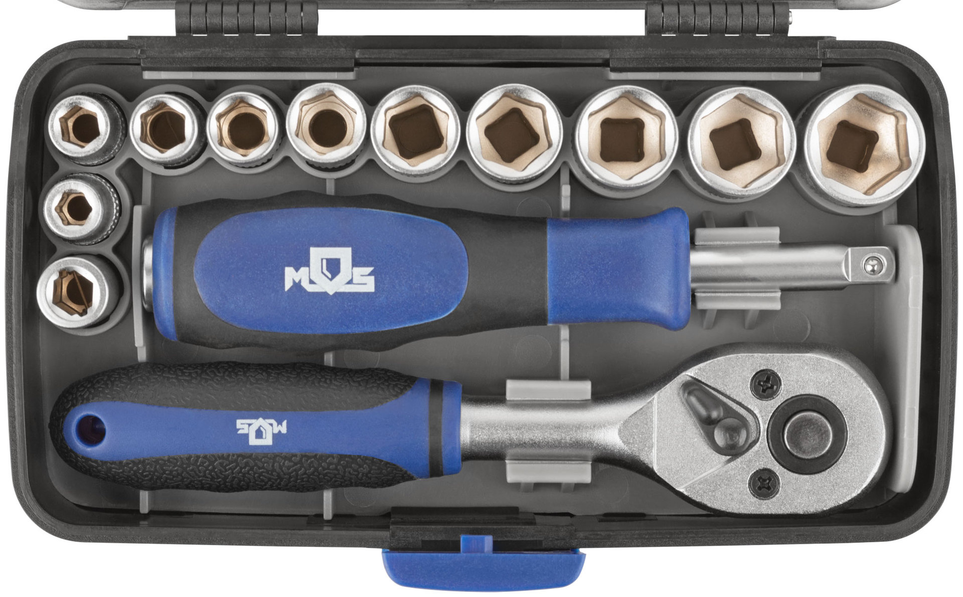 Мини-набор инструмента (биты, головки, вороток, удлинитель), 38 шт., пластиковый кейс (65000М)