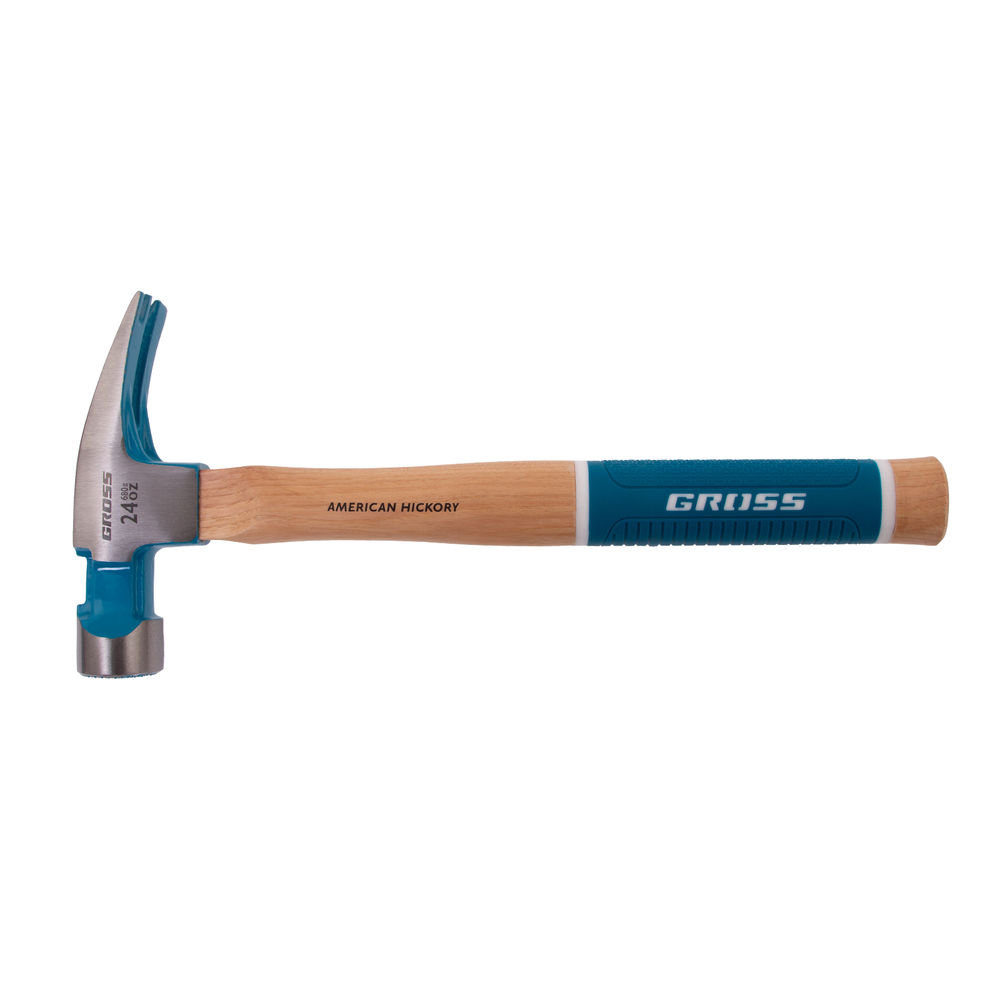 Молоток-гвоздодер, 680 г, угол 75, магнит, обрезиненная рукоятка AMERICAN HICKORY GROSS (10425)