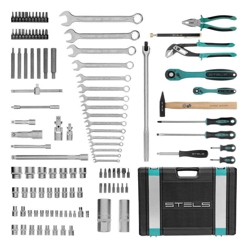 Набор инструментов, 1/4, 1/2, Cr-V, S2, усиленный кейс, 119 предметов Stels