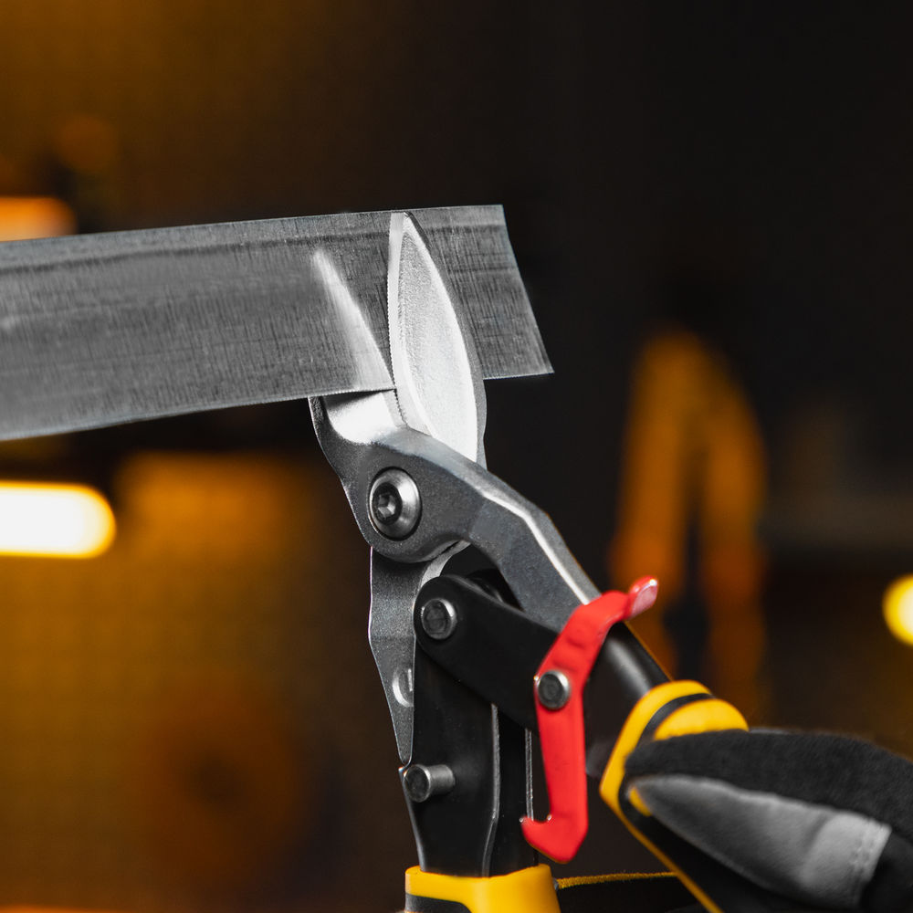 Ножницы по металлу, 270 мм, прямой и левый рез, сталь-СrMo, трехкомпонентные рукоятки Denzel (78372)