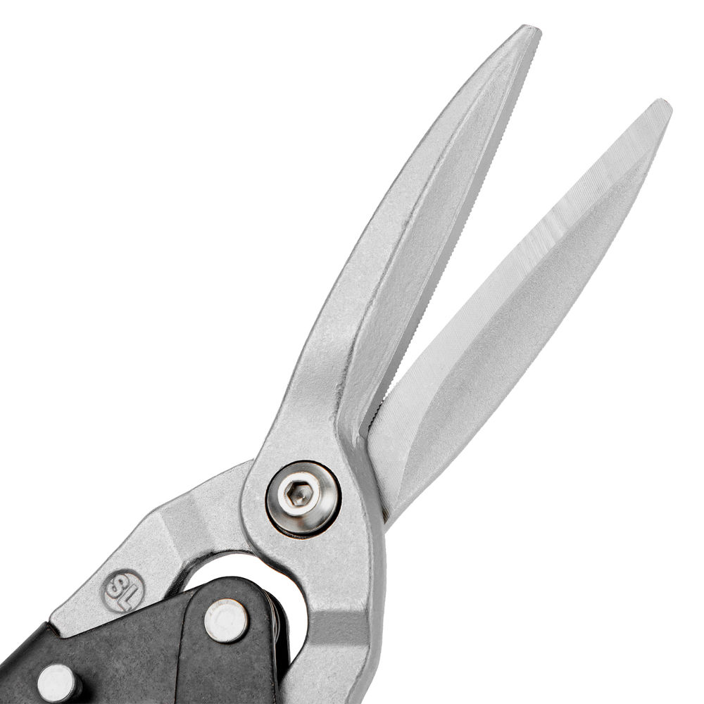 Ножницы по металлу, 315 мм, прямой проходной рез, сталь-CrMo, трехкомпонентные рукоятки Denzel (78373)