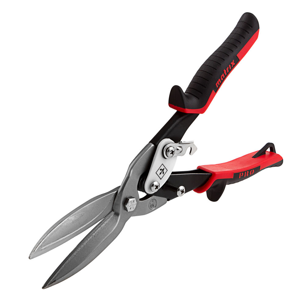 Ножницы по металлу, удлиненные, 290 мм, прямой рез, CrMo, двухкомпонентные обрезиненные рукоятки, PRO Matrix (78328)