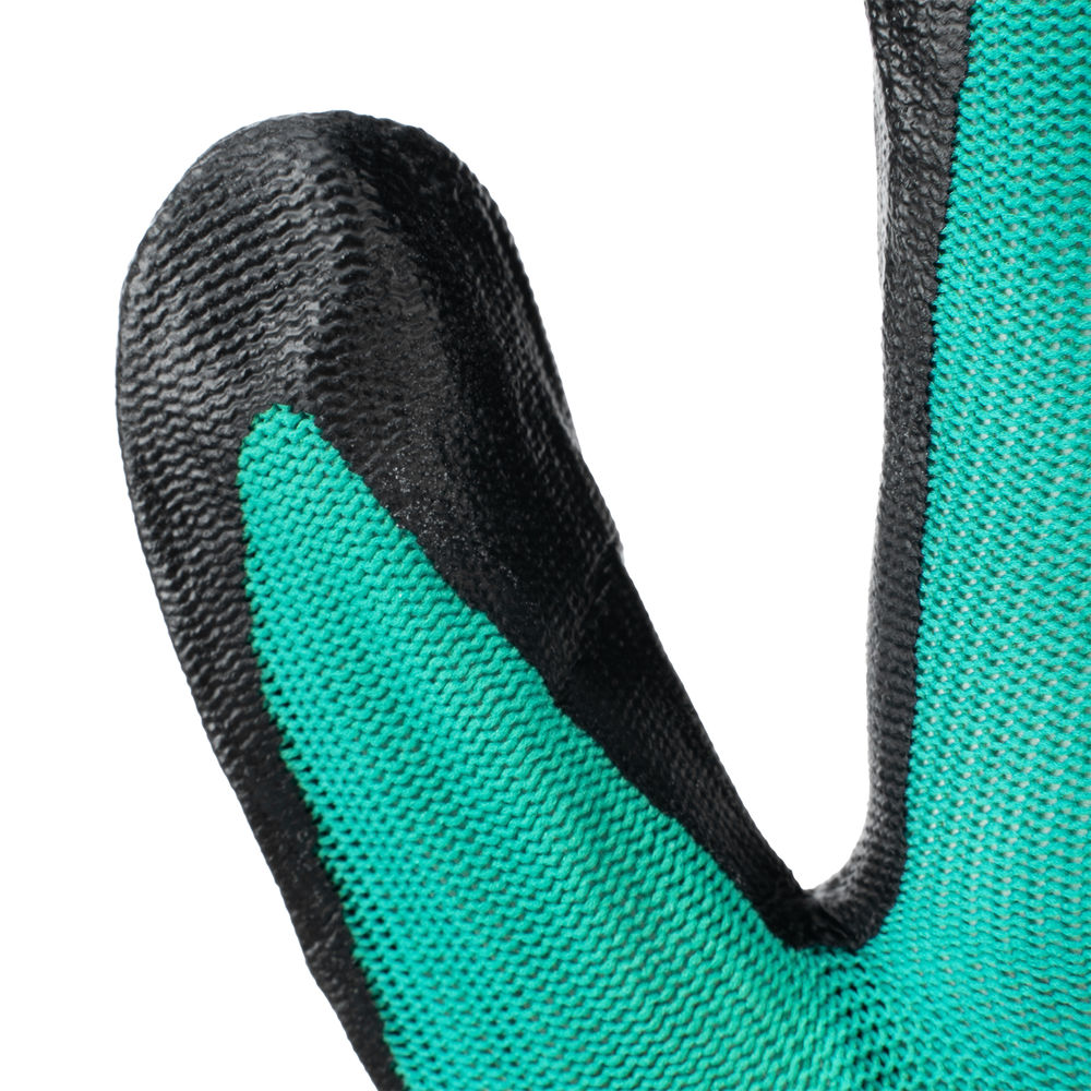 Перчатки полиэфирные с черным нитрильным покрытием маслобензостойкие, L, 15 класс вязки Palisad (67865)