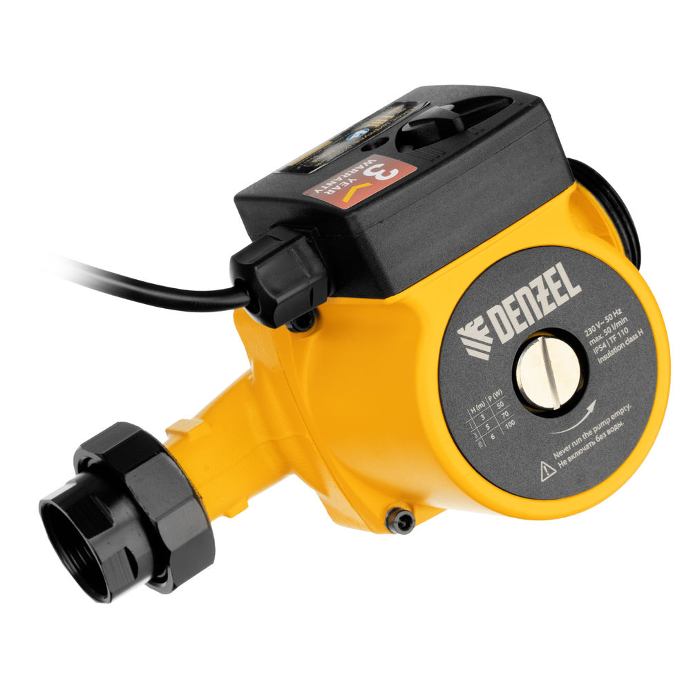 Циркуляционный насос CP25-6, напор 6 м, 50 л/мин, 1 м кабель, монт. длина 180 мм Denzel (99411)