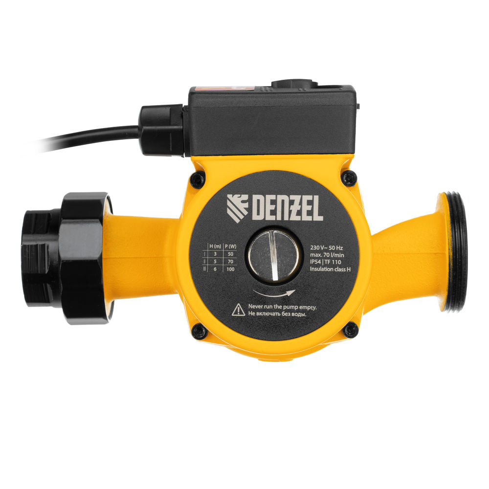 Циркуляционный насос CP32-6, напор 6 м, 70 л/мин, 1 м кабель, монт. длина 180 мм Denzel (99414)