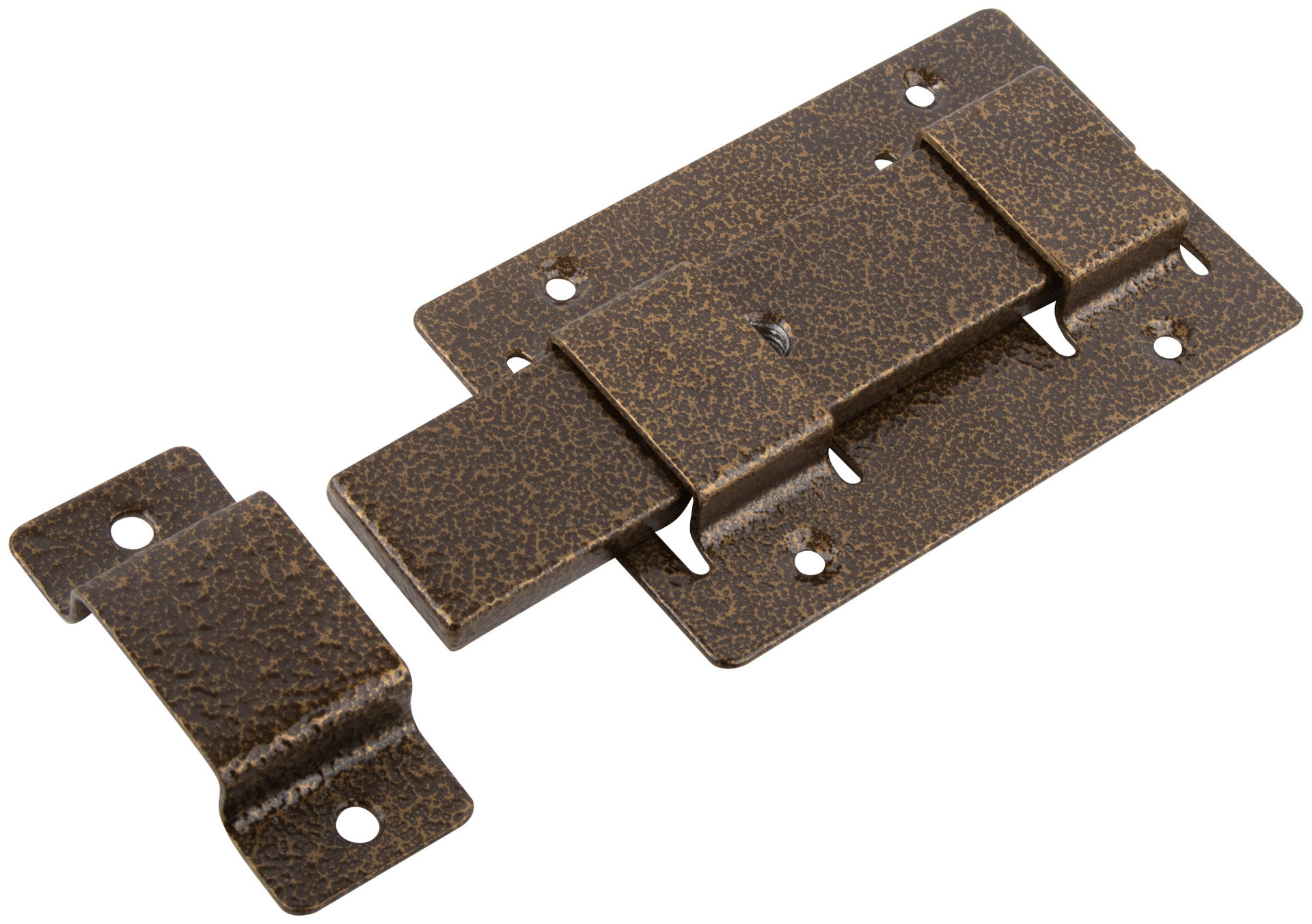 Задвижка накладная усиленная для дверей, прямоугольный ригель, бронза (66692)