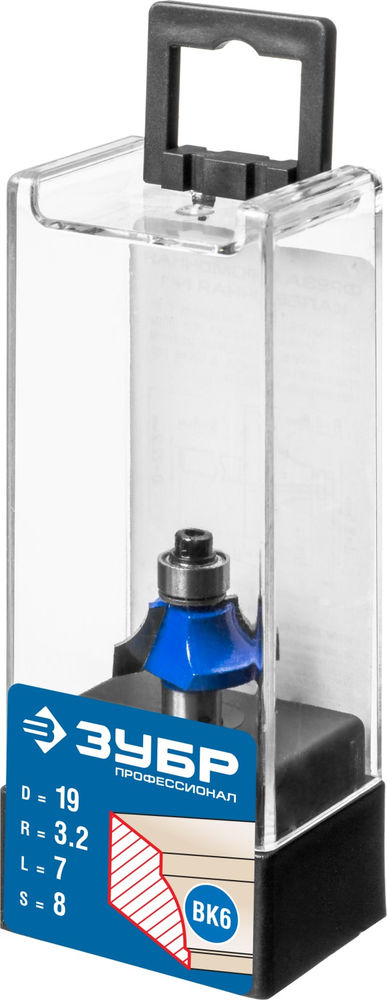 Фреза кромочная калевочная №1 19.0?7 мм радиус 3.2 мм ЗУБР Профессионал 28700-19