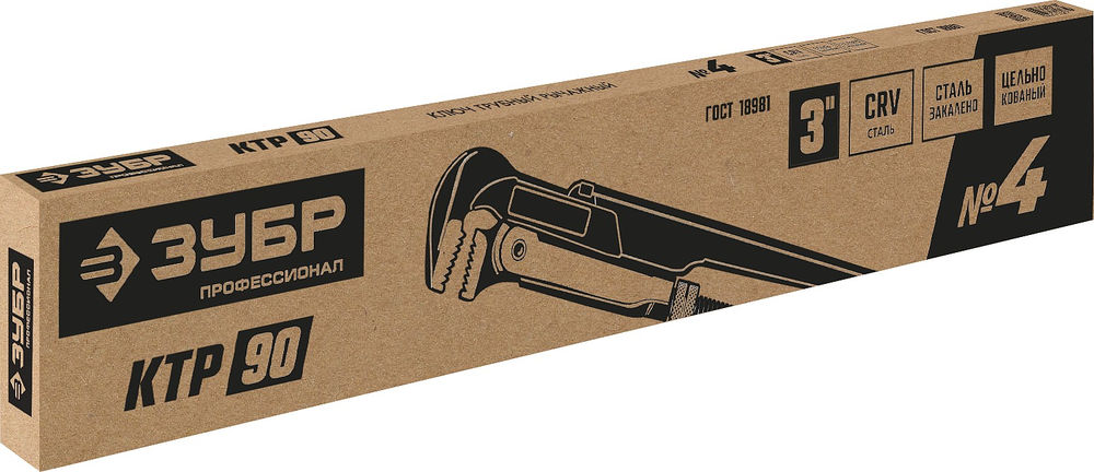 Трубный ключ с прямыми губками КТР-90, №4, 3, 670 мм ЗУБР Профессионал 27335-4_z02