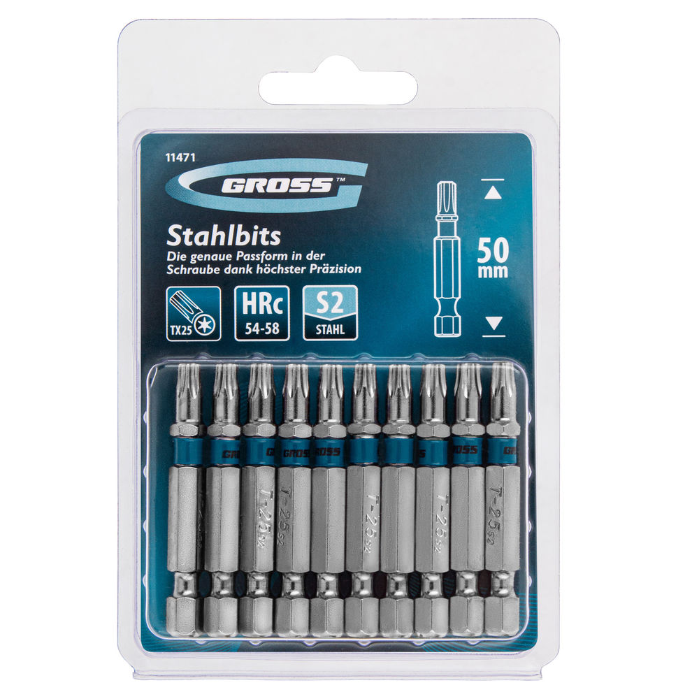 Бита Torx 25 х 50, сталь S2, 10 шт. Gross (11471)