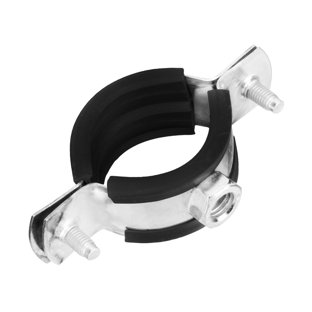 Хомут сантехнический для труб 32-36 (1) с резиновым уплотнением, шпилькой и дюбелем, 1 шт, Сибртех (481663)