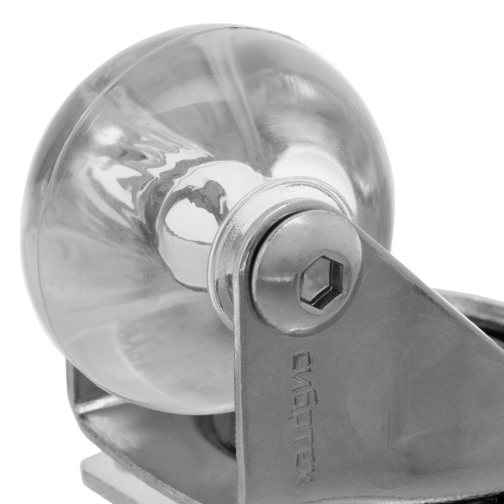 Колесо ПУ прозрачное поворотное d-35 мм, крепление платформенное Сибртех (68731)