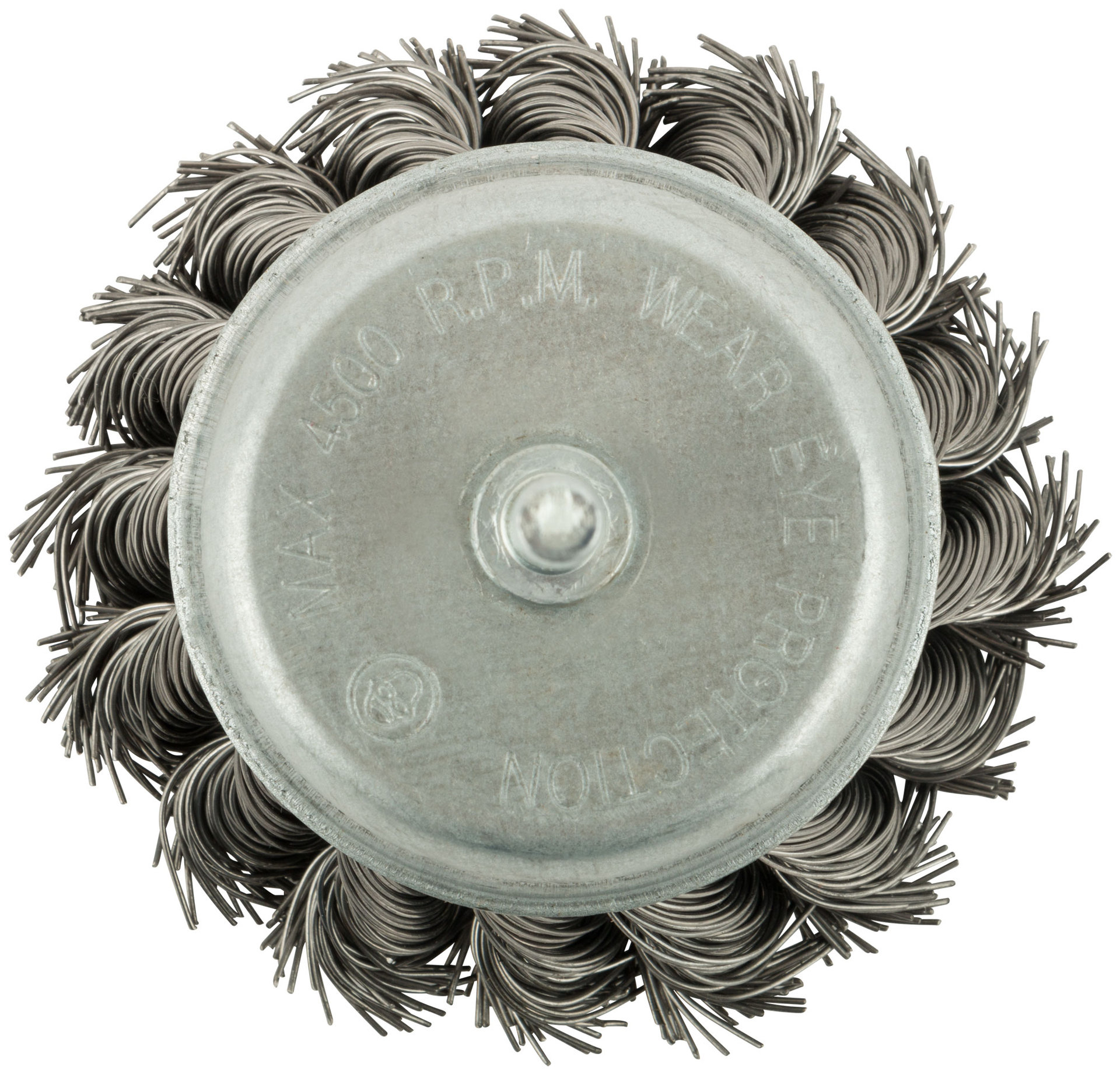 Корщетка чашечная, со шпилькой, стальная витая проволока 65 мм (38477)