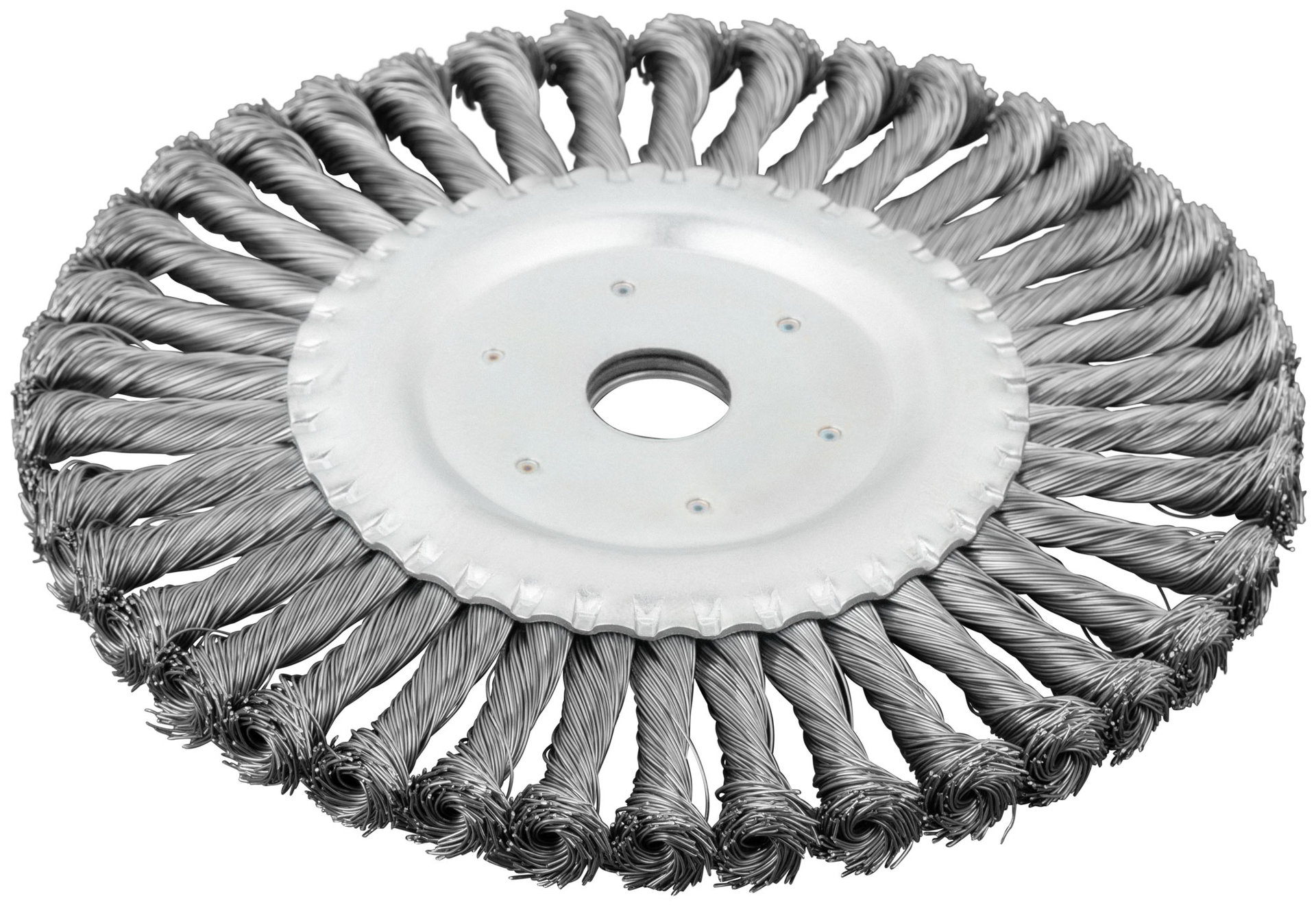 Корщетка-колесо, посадочный диаметр 22,2 мм, стальная витая проволока 200 мм (39109)