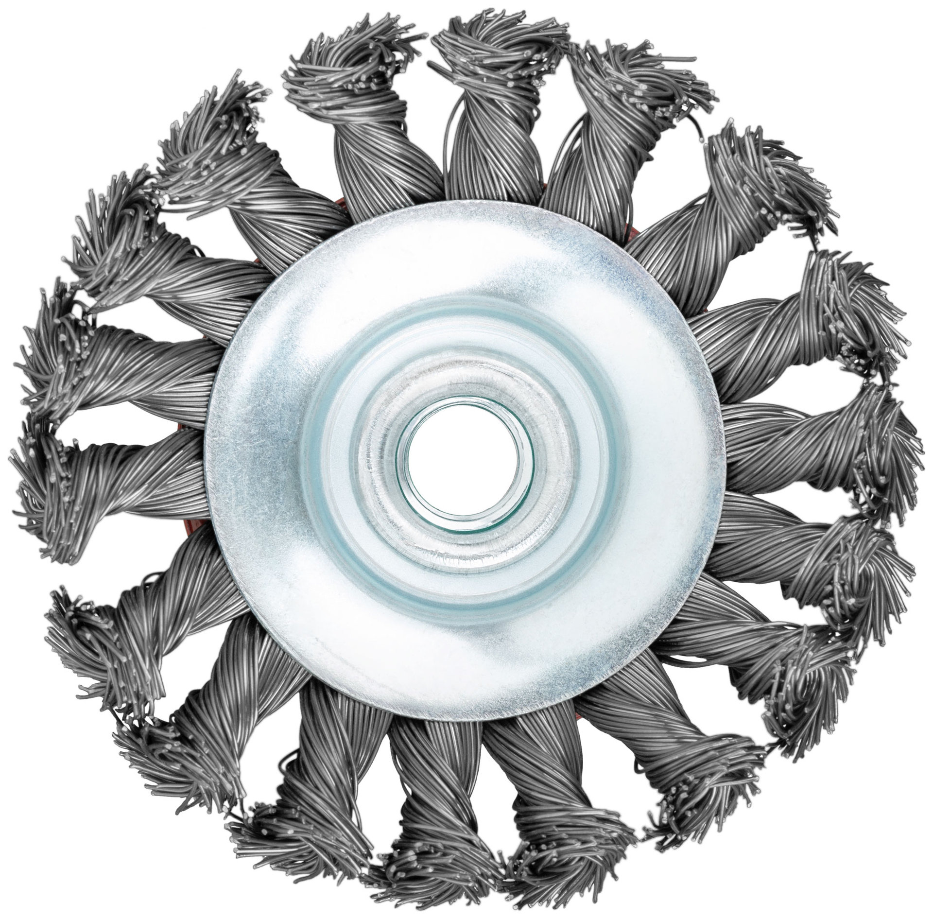 Корщетка-колесо с наклоном, гайка М14, стальная витая проволока 100 мм (39114)