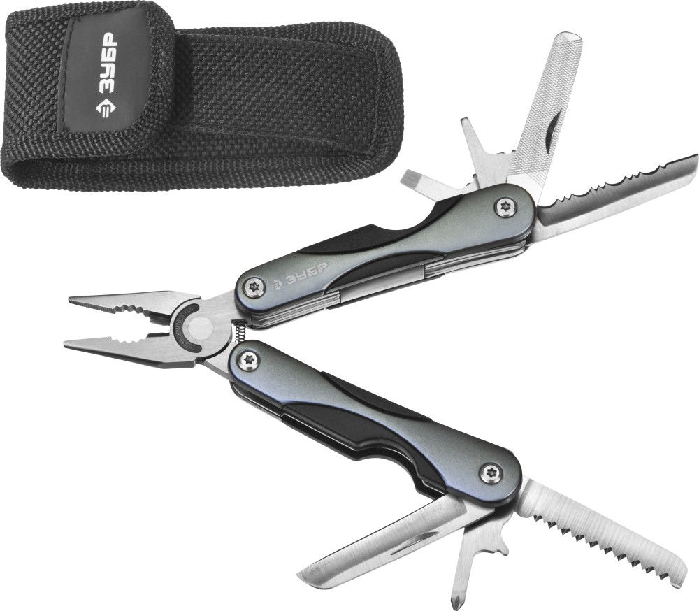 Мультитул МАСТЕР, 10 в 1, мини, металлические ручки, нейлоновый чехол, 86 мм ЗУБР 47750