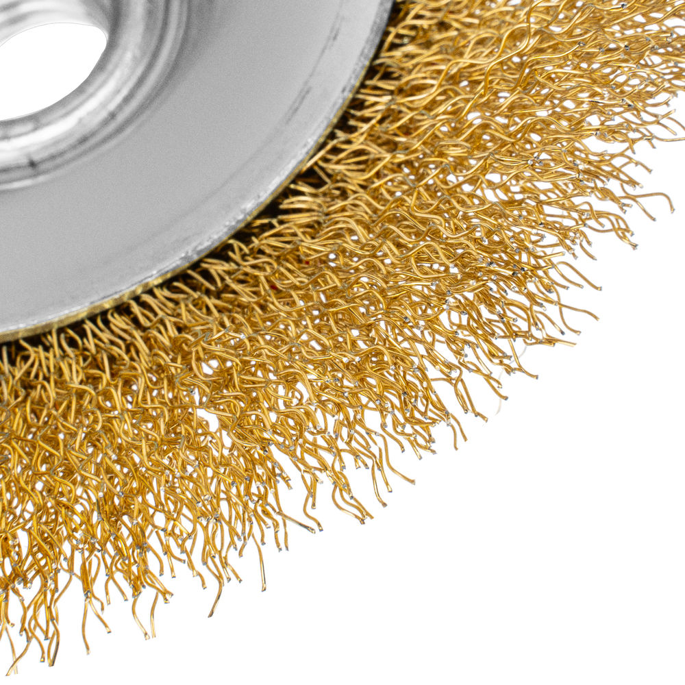 Щетка для УШМ, 125 мм, М14, тарелка, латунированная витая проволока Matrix (74616)