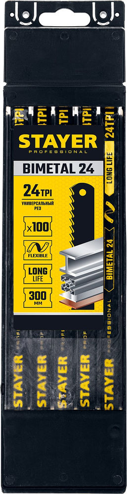 Полотно биметаллическое по металлу Bimetal-24, 24 TPI, 300 мм, 1 шт STAYER Professional 15932-24