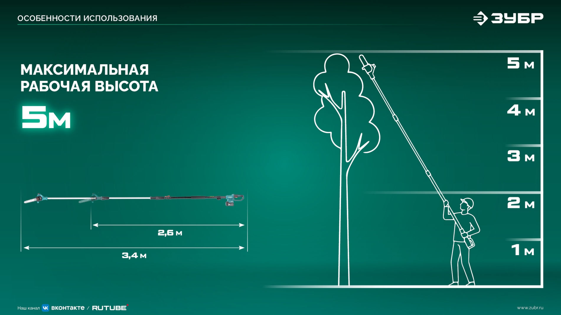 ЗУБР 20 В, 200 мм шина, 1 АКБ LMS (4 Ач), высоторез аккумуляторный (ВРБ-2020-41)