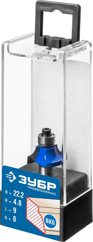 Фреза кромочная калевочная №1 22.2?9 мм радиус 4.8 мм ЗУБР Профессионал 28700-22.2