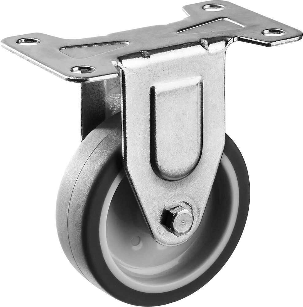 Колесо термопластичное неповоротное d 75 мм, г/п 60 кг, резина/полипропилен ЗУБР Профессионал 30946-75-F