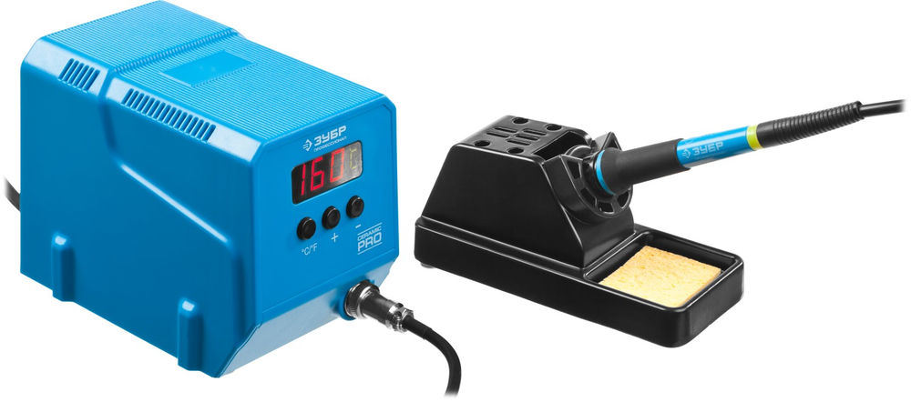 Паяльная станция низкотемпературная цифровая 60 Вт, 50-480°C, керамический нагреватель Профессионал ЗУБР ПСН-60 55336