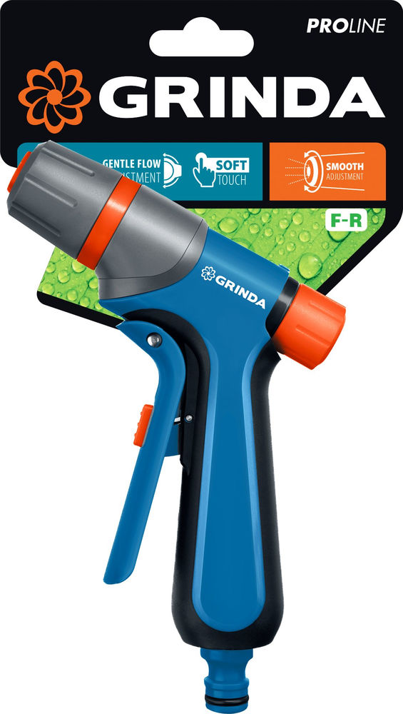 Поливочный пистолет F-R, курок спереди, двухкомпонентный, плавная регулировка напора, PROLine GRINDA 429121_z01