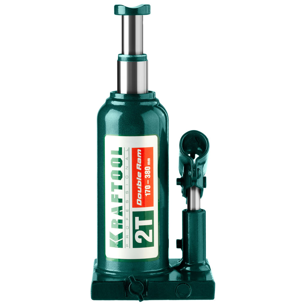 Домкрат бутылочный двухштоковый 2 т, 170 - 380 мм с увеличенным подъемом DOUBLE RAM KRAFTOOL 43463-2