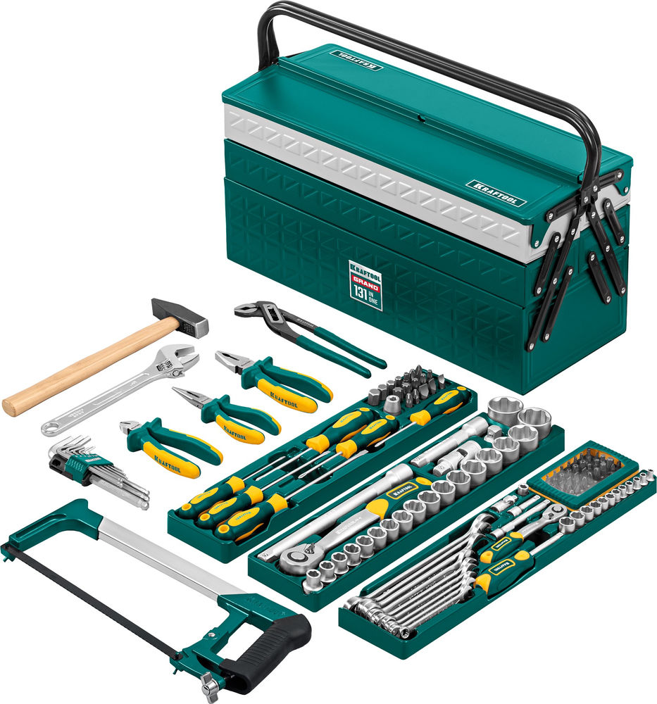 Набор инструмента универсальный 131 предм., (1/2+1/4) GRAND-131 KRAFTOOL 27978-H131
